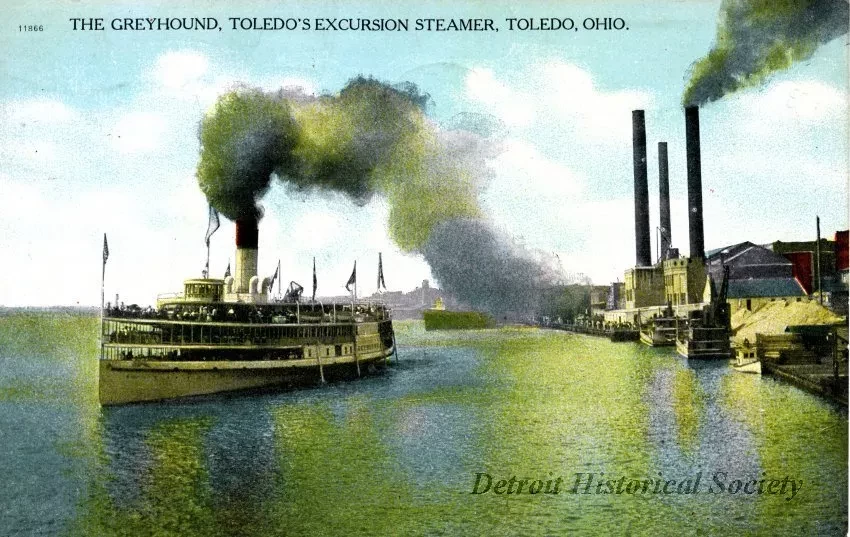 Postcard - 11866  The Greyhound, Toledo's Excursion Steamer, Toledo, Ohio
