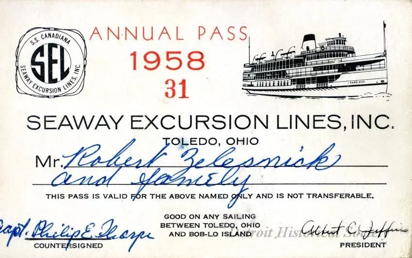 Pass - Annual Pass, 1958