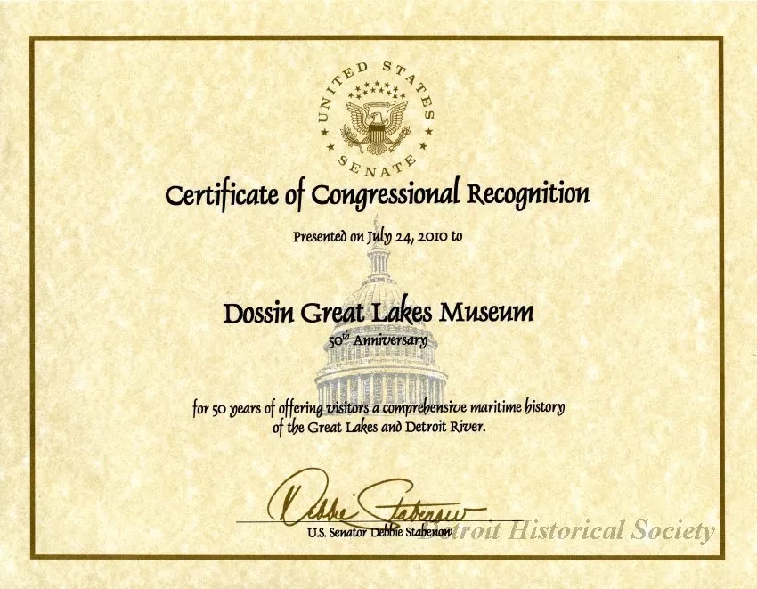 Certificate, Commemorative - Certificate of Congressional Recognition