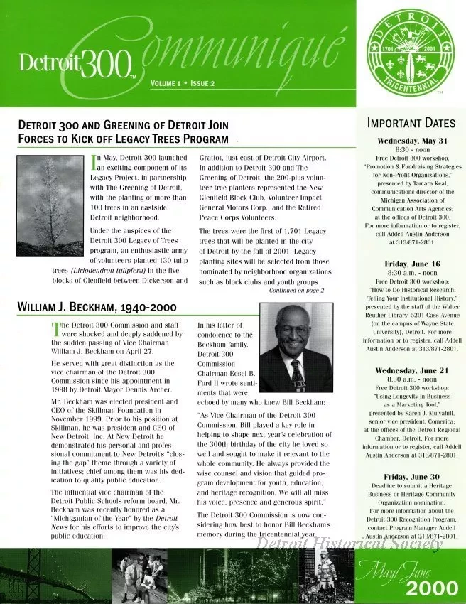 Newsletter - Detroit 300 Communiqué