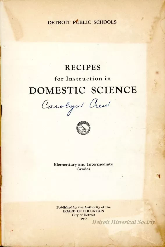 Cookbook - Recipes for Instruction in Domestic Science