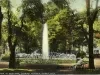 Postcard - A View in Cass Park, Showing Fountain, Detroit, Mich.