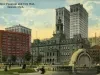 Postcard - Palmer Fountain and City Hall, Detroit, Mich.