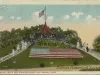 Postcard - The Mound, Belle Isle, Showing Floral Flag, Detroit, Mich.