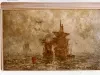 Print, Photographic - Photo of Robert Hopkin Painting '4 Ships in Fog'