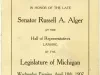 Program - Memorial Services in Honor of the Late Senator Russell A. Alger at the House of Representatives, Lansing by the Legislature of Michigan