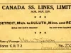 Ticket, Transportation - Canada SS. [Steamship] Lines, Limited
Nor. Nav. Div. [Northern Navigation Division]