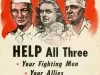 Poster - HELP All Three Your Fighting Men Your Allies Your Neighbors Give to the WAR CHEST.
