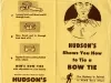 Pamphlet, Instruction - Hudson's Shows You How to Tie a Bow Tie