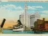 Postcard - Excursion Boat Passing Boulevard Bridge, Wrigley Building on Right, Chicago.