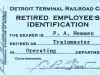 Card, Identification - Detroit Terminal Railroad Co.
Retired Employee's Identification