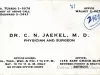 Card, Business - Dr. C. N. Jaekel, M. D.