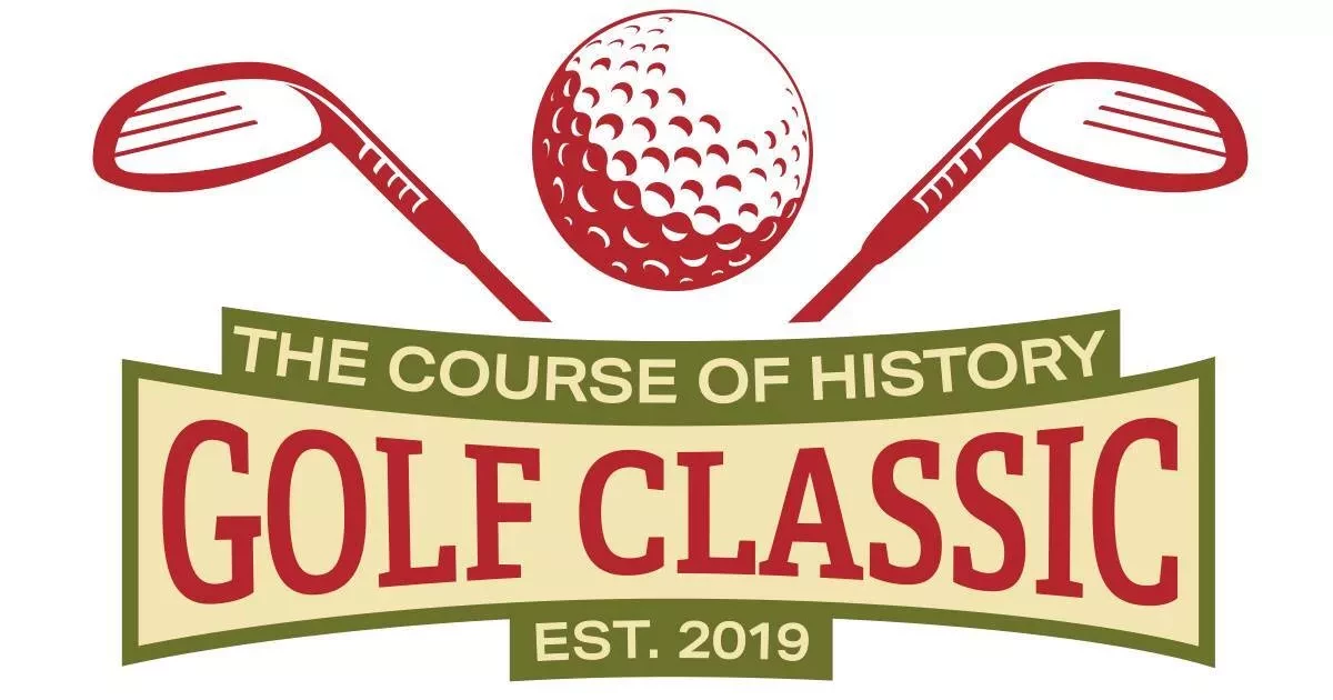 Golf Classic logo with a golf ball, two clubs, and text "The Course of History, Est. 2019."