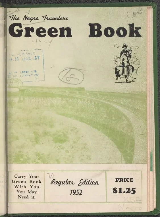 Cover of the 1952 Negro Travelers' Green Book, priced at $1.25, featuring a road and a small illustration of a traveler.