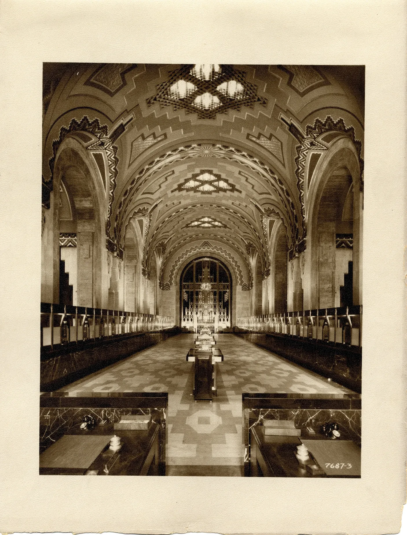 Interior view of the upper banking floor in the Union Trust Building