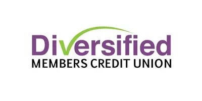 Diversified Members Credit Union logo with purple and green text.