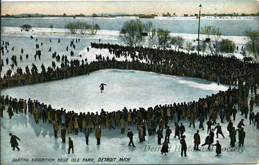 Postcard - Skating Exhibition, Belle Isle Park, Detroit, Mich.